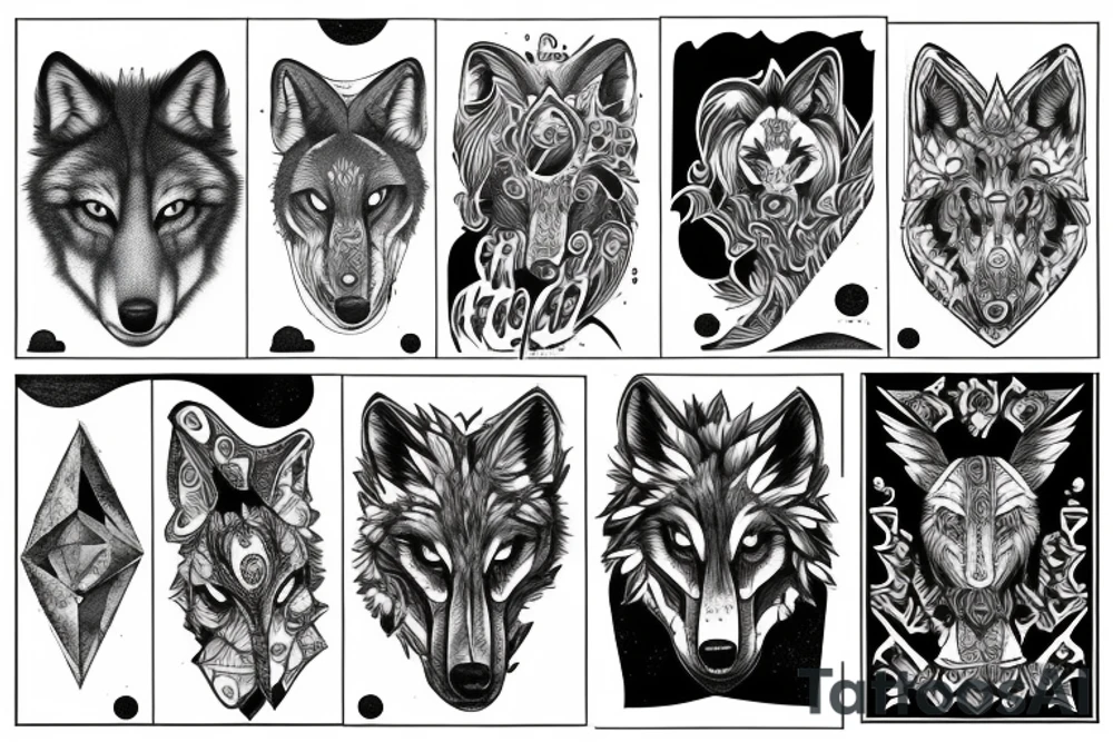 Wolf mountain moon tattoo idea