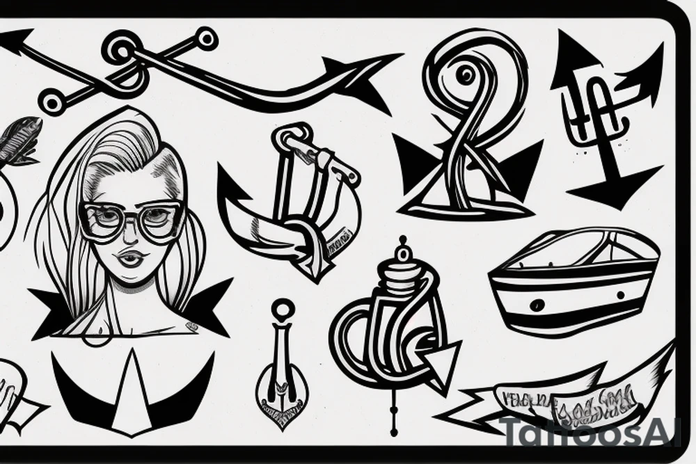 Blonde girl with half shaved head with black and white glasses and an anchor tattoo on her arm tattoo idea