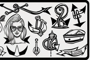 Blonde girl with half shaved head with black and white glasses and an anchor tattoo on her arm tattoo idea