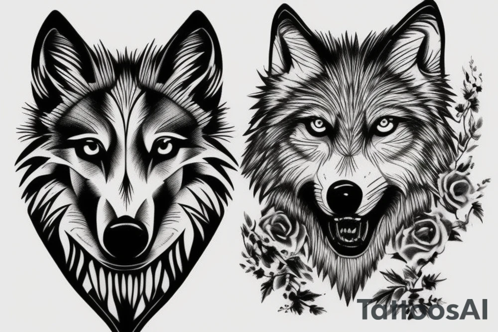Wolf head tattoo idea