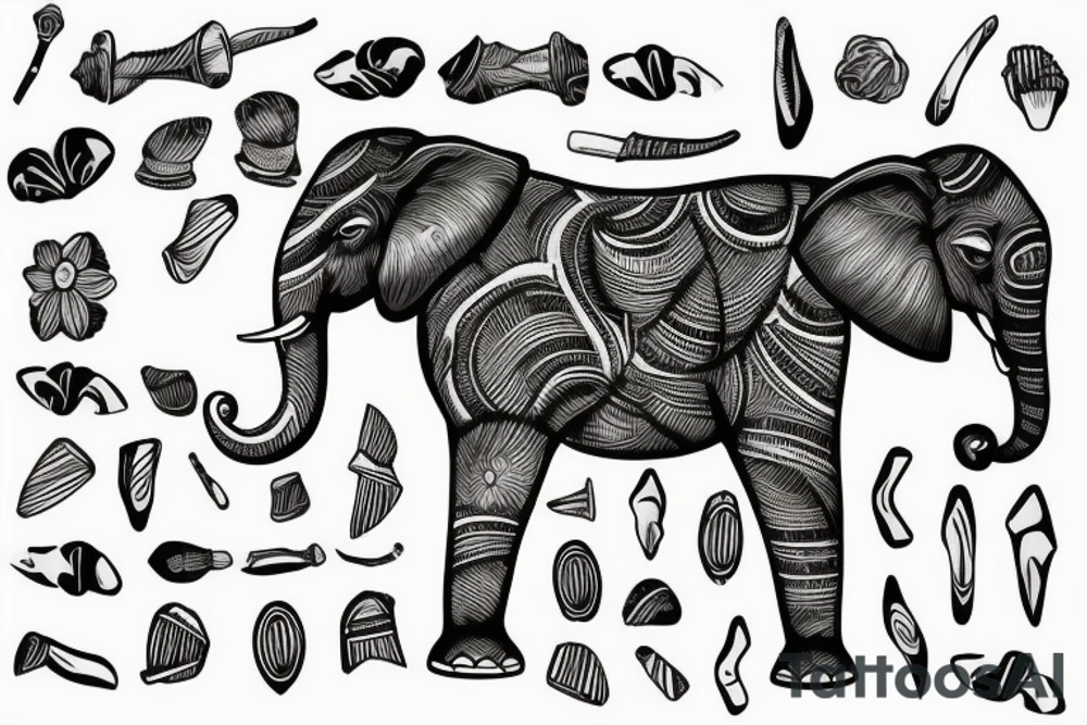A elephant’s tusk and a old nail tattoo idea
