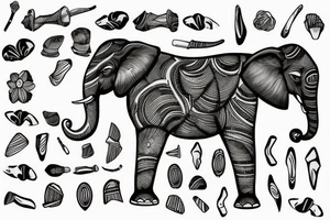 A elephant’s tusk and a old nail tattoo idea