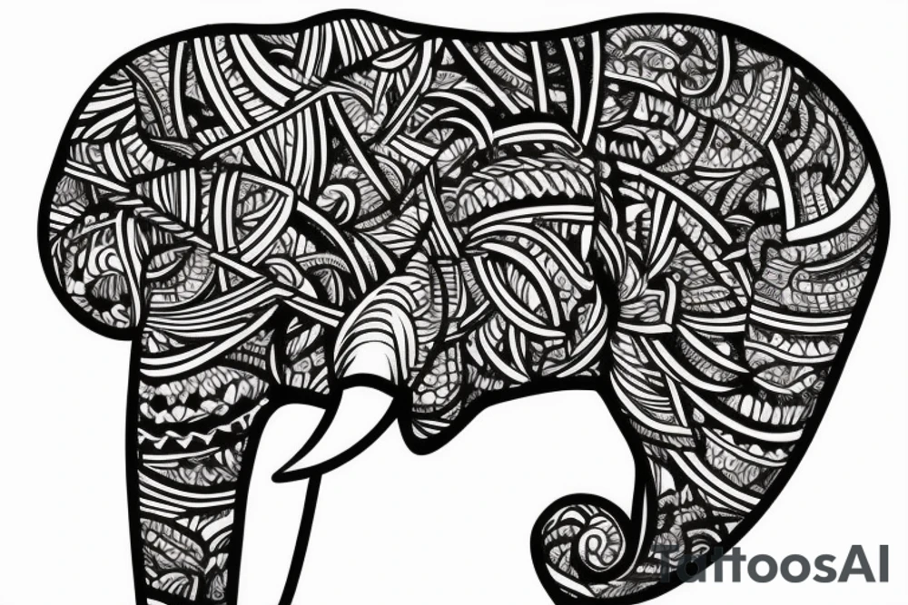 A elephant’s tusk and a old nail tattoo idea