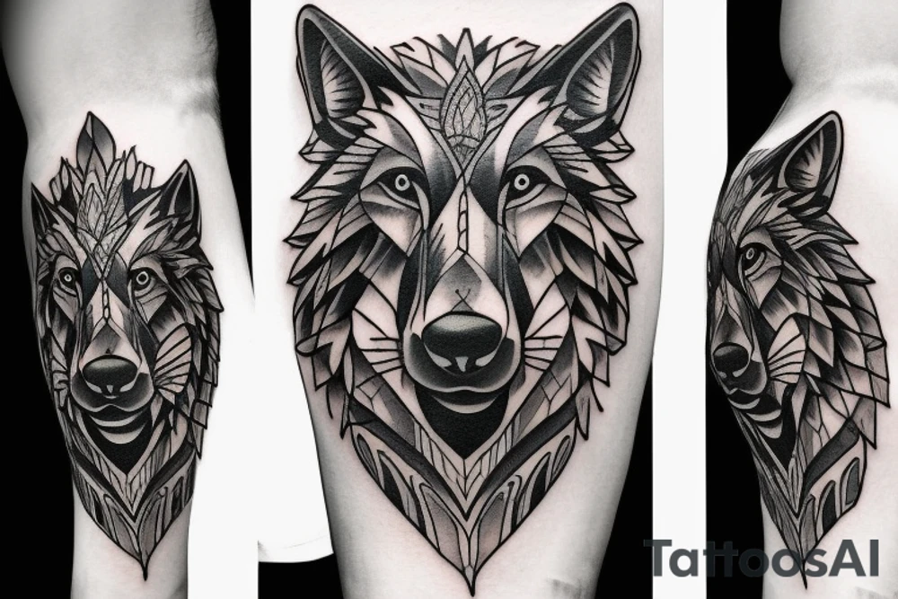 siting wolf tattoo idea