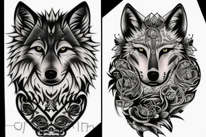 sitting wolf tattoo idea