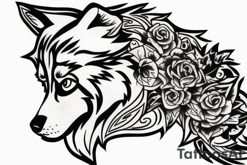 sitting wolf tattoo idea