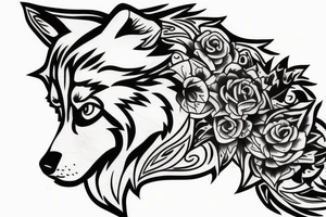 sitting wolf tattoo idea