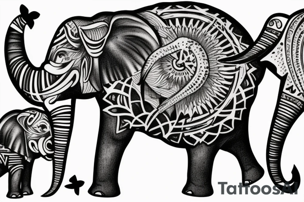 two tusks of an elephant crossing eachother tattoo idea