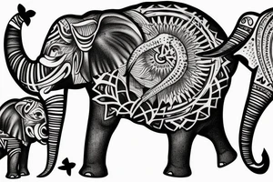 two tusks of an elephant crossing eachother tattoo idea