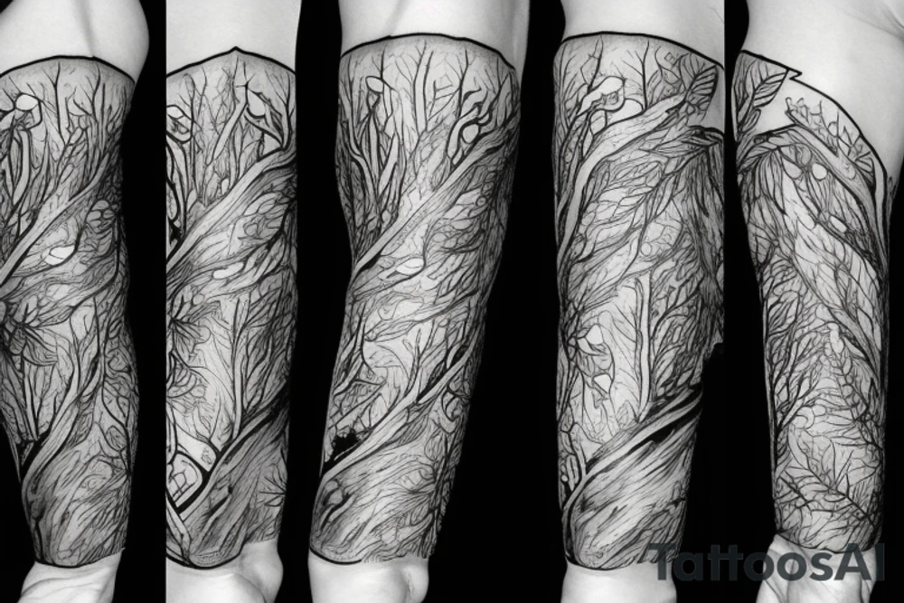 sleeve, forest tattoo idea