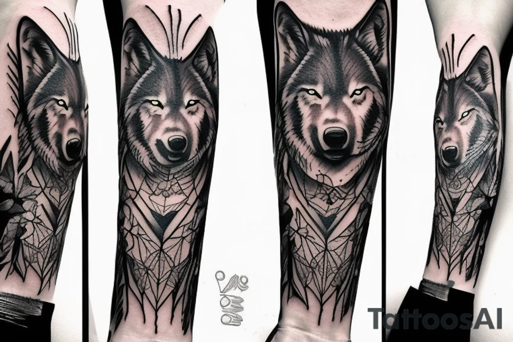 sitting wolf tattoo idea