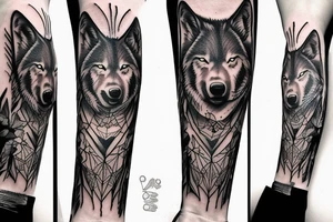 sitting wolf tattoo idea