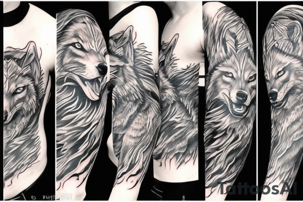 sitting wolf tattoo idea