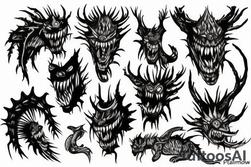 monster with spikes tattoo idea