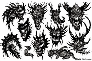 monster with spikes tattoo idea