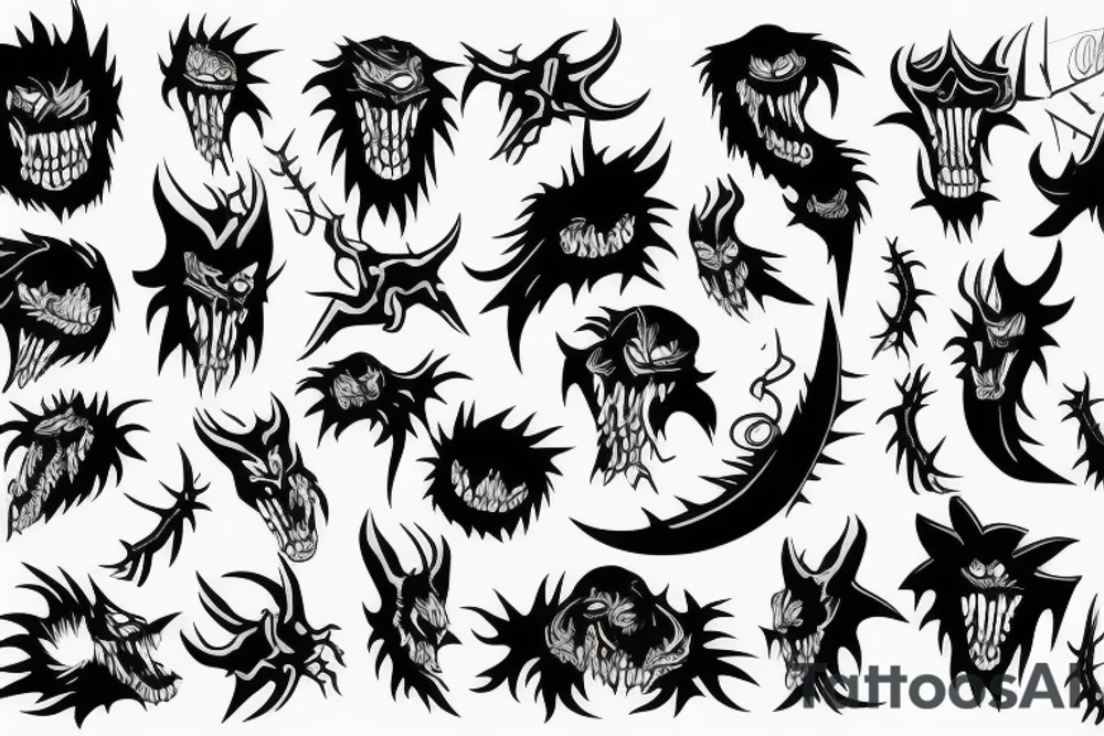 monster with spikes tattoo idea