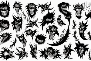 monster with spikes tattoo idea