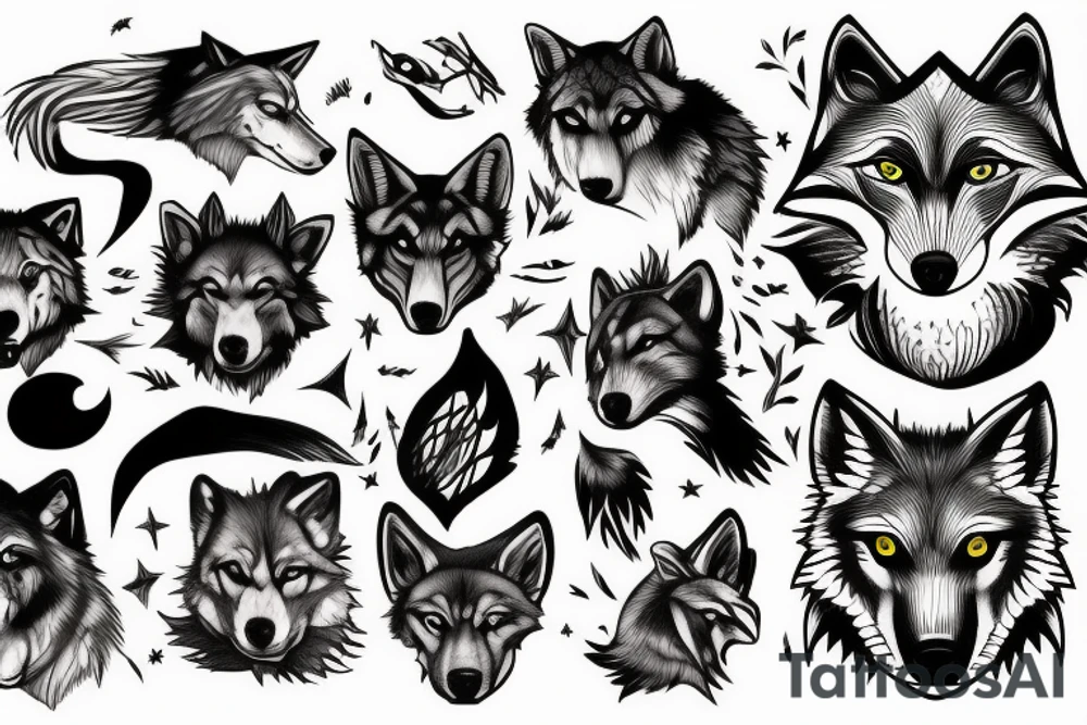 sitting wolf tattoo idea