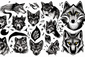 sitting wolf tattoo idea