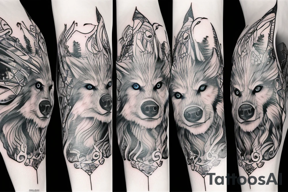 sitting wolf tattoo idea