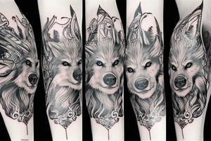 sitting wolf tattoo idea