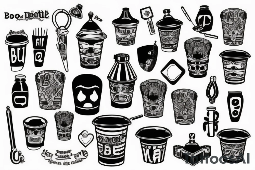 Bucket with boottle tattoo idea