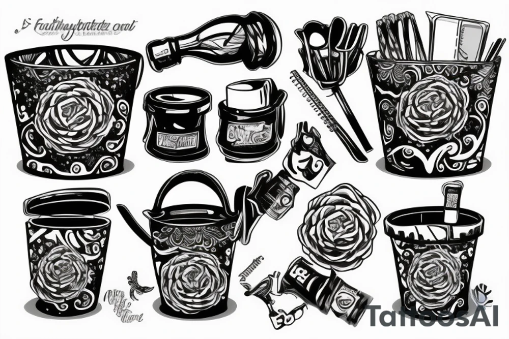 Bucket with boottle tattoo idea