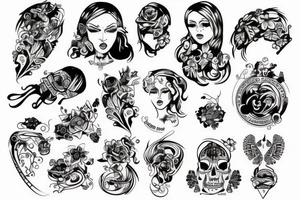 Obrazek kota kontury a w jego środku szkielet. Słodki tattoo idea
