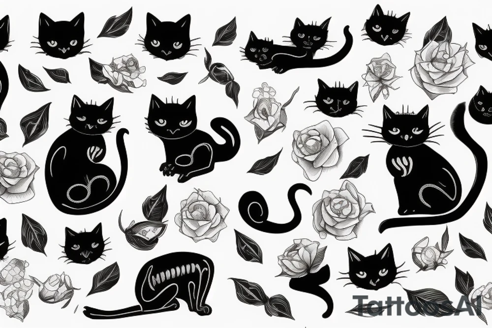 Black Cat with skeleton tattoo idea