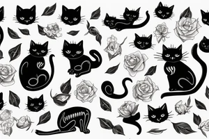 Black Cat with skeleton tattoo idea