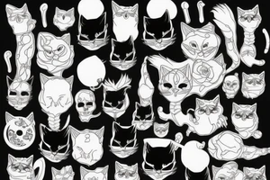 Black Cat with skeleton tattoo idea