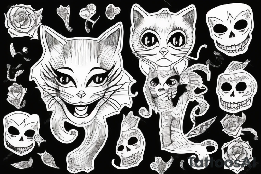 Black Cat with skeleton in it tattoo idea