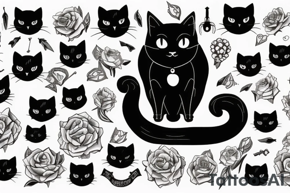 Black Cat with skeleton in it tattoo idea