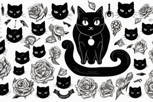Black Cat with skeleton in it tattoo idea