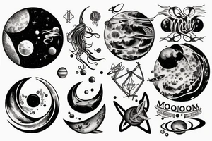 Moon Mercury Neptun and other planets tattoo idea