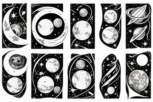 Moon Mercury Neptun and other planets tattoo idea
