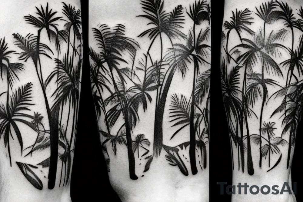 Flowers trees animals palms tattoo idea