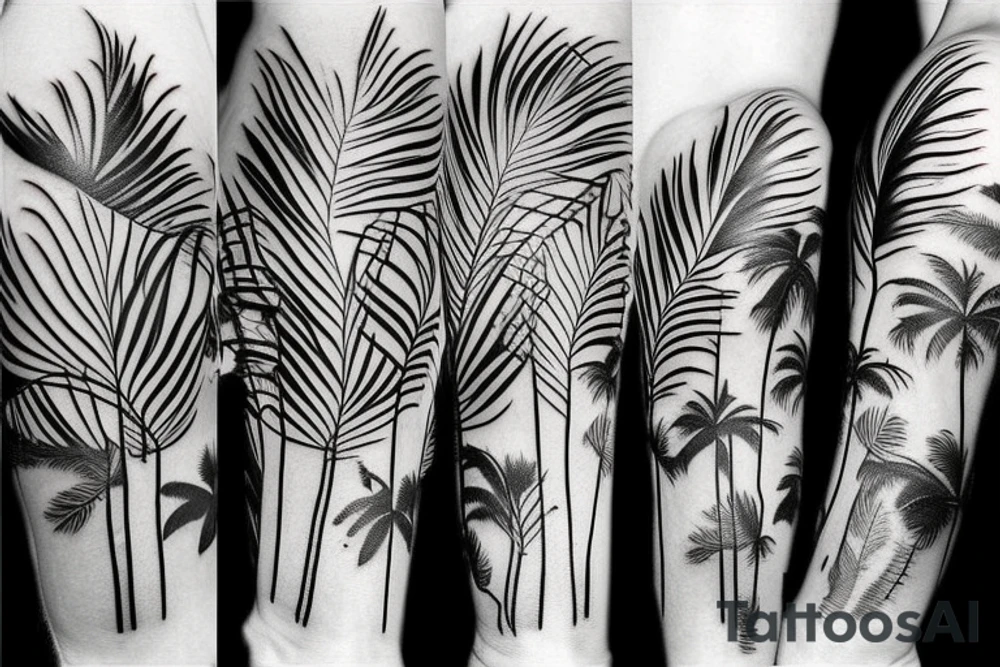Flowers trees animals palms tattoo idea