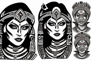 Aztec warrior woman face tattoo idea