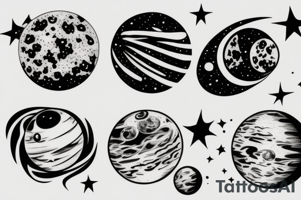 planets moon tattoo idea