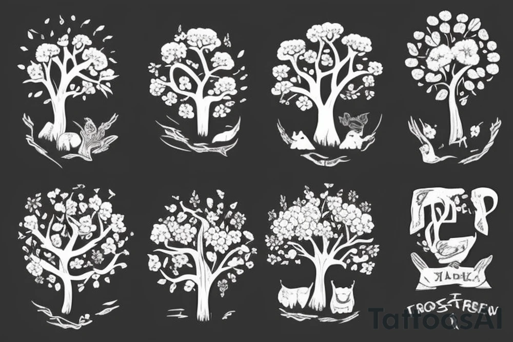 Flowers trees animals tattoo idea