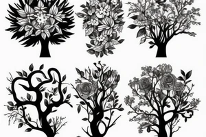 Flowers trees animals tattoo idea