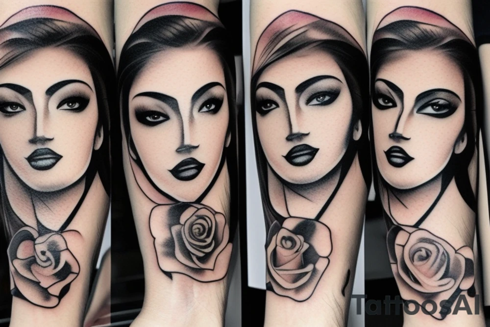 Mexican woman face tattoo idea