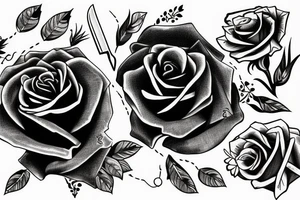 Rose knife blood tattoo idea