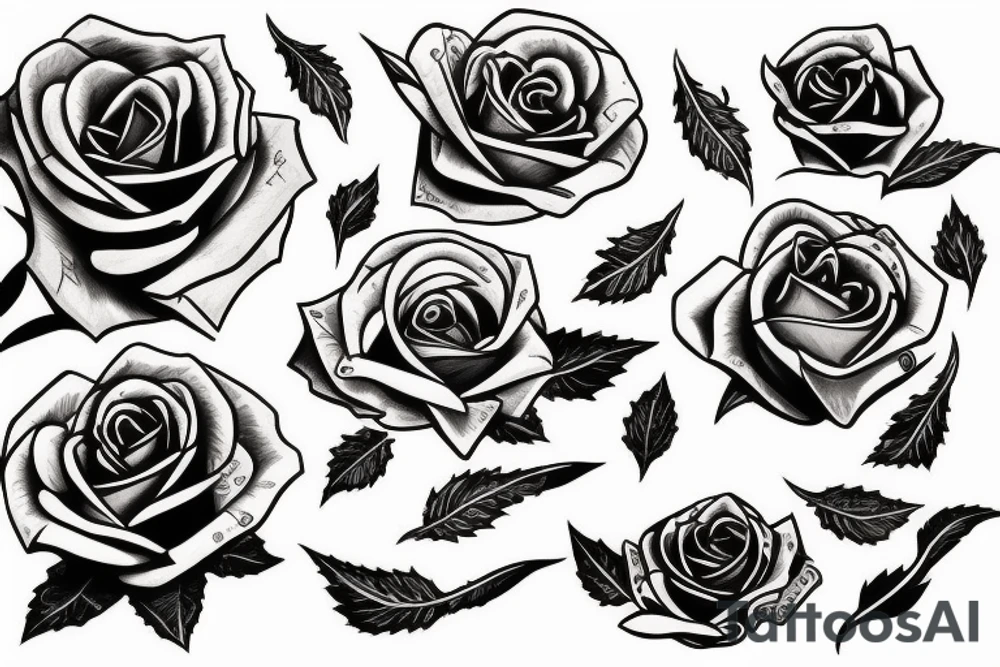 Rose knife blood tattoo idea