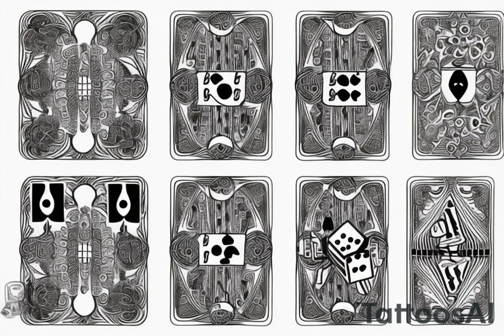 playing cards with dice and music notes tattoo idea