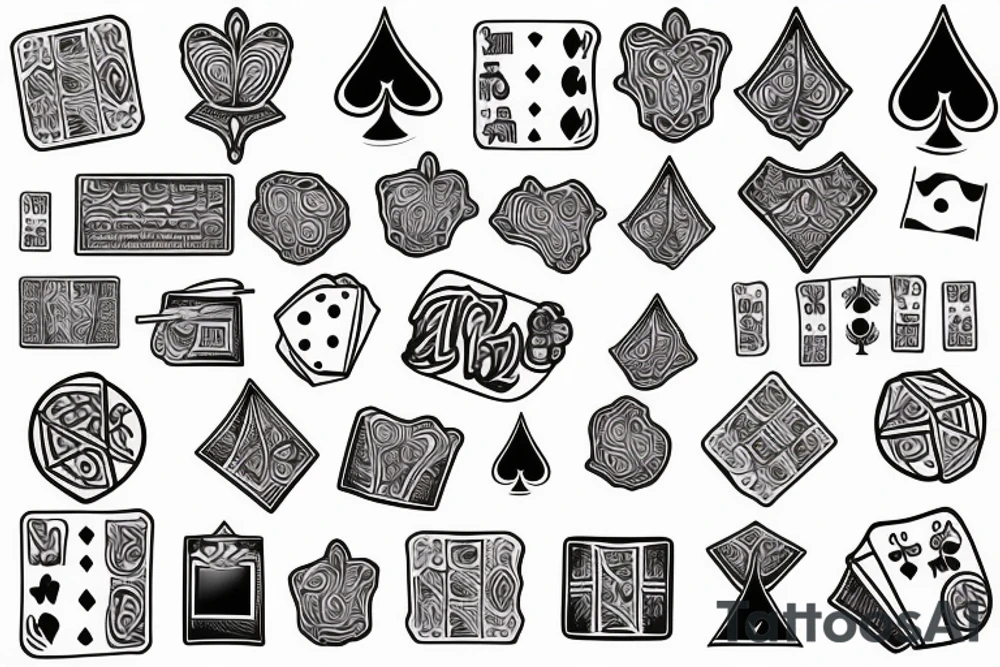 playing cards with dice and music notes tattoo idea
