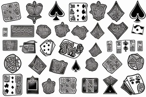 playing cards with dice and music notes tattoo idea