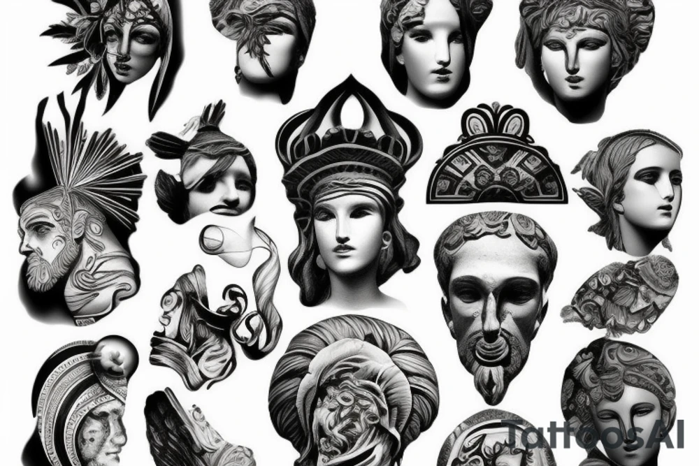 Greek broken head sculpture tattoo idea