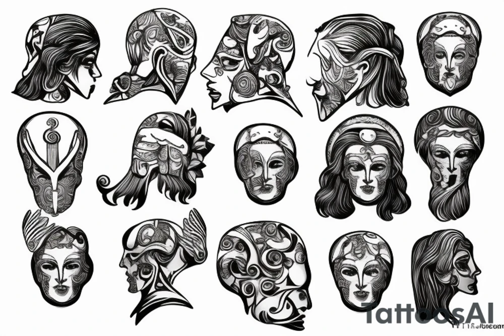 Greek broken head sculpture tattoo idea